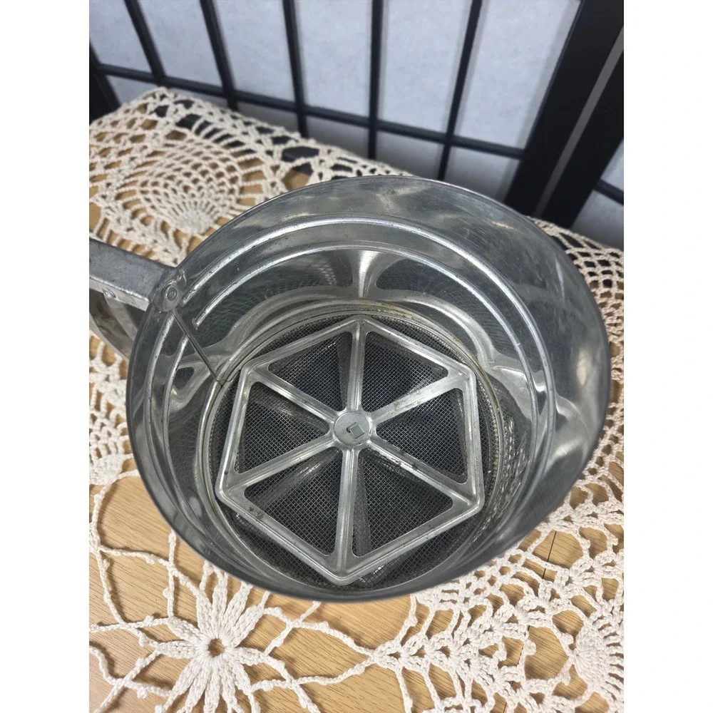 Vintage Foley Sift-Chine Triple Screen Flour Sifter Galvanized Metal Farmhouse